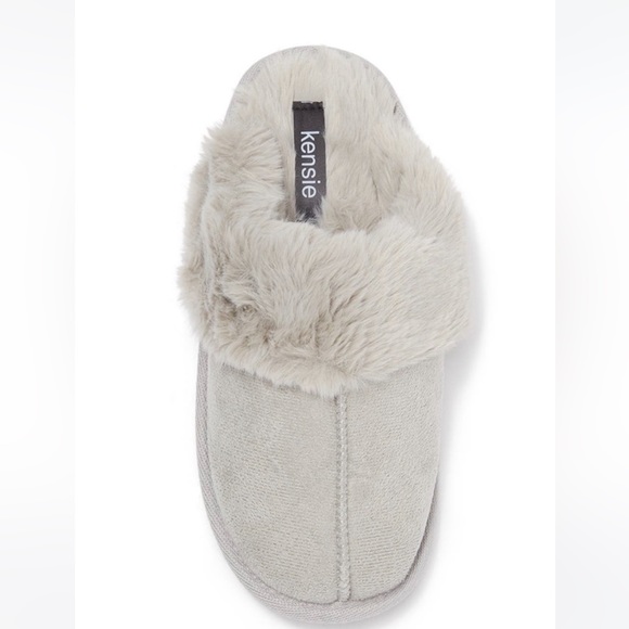 kensie women’s faux fur lined slipper gray size 10/11 cozy new - Picture 1 of 4